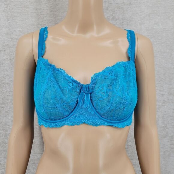 Victoria's Secret Unlined Demi Blue Lace Underwire Bra Women's 38D - Picture 1 of 16